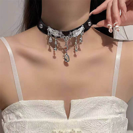 Angel Wings Leather Necklace Collar