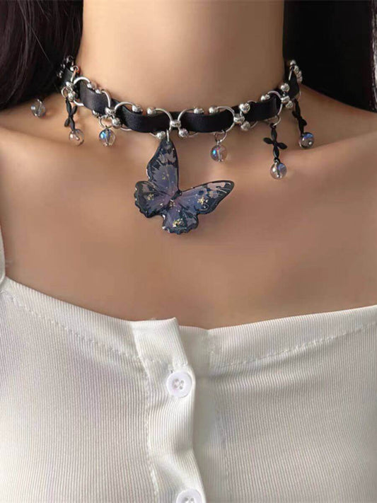 Black Butterfly Pendant Necklace